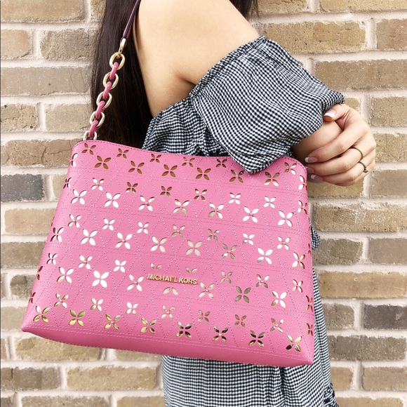 Michael Kors Portia Large perforated Satchel Pink - Picture 2 of 8